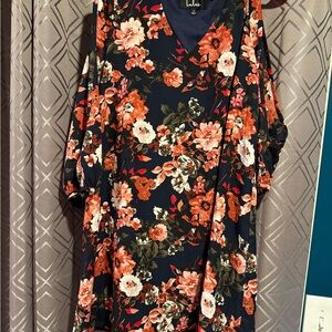 Lulu's Black and Orange Bishop Sleeve Mini Sundress